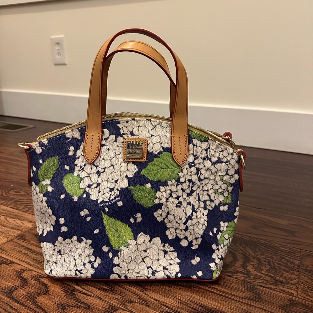 Dooney & Bourke Navy and White Floral Satchel